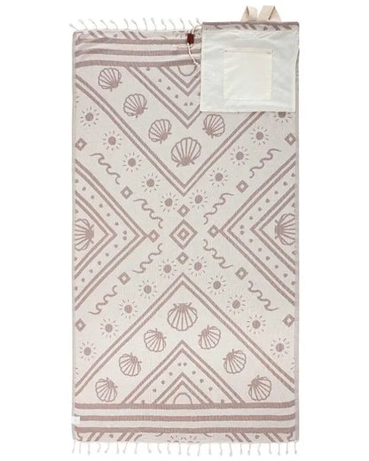 2-in-1 Beach Towel Bag, Large Sand-Free Travel Blanket Tote Bag with Zipper Pocket, Lightweight Beach Essentials Bag for Swimming, Camping & Vacation