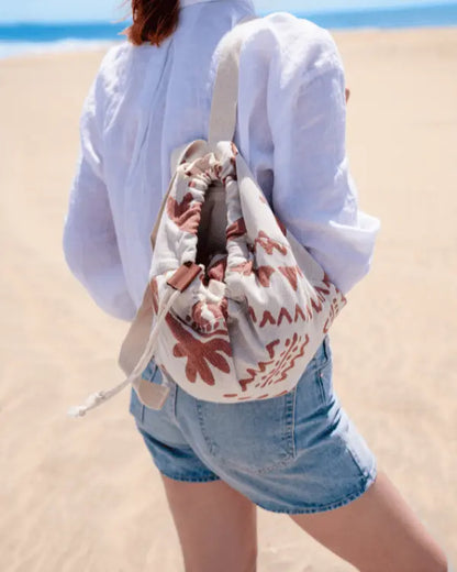 2-in-1 Beach Towel Bag, Large Sand-Free Travel Blanket Tote Bag with Zipper Pocket, Lightweight Beach Essentials Bag for Swimming, Camping & Vacation